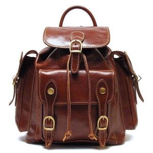Brown leather backpack